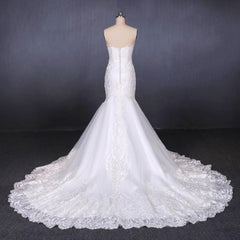 Mermaid Sweetheart Lace Appliques Long Cheap Wedding Dresses DMQ10
