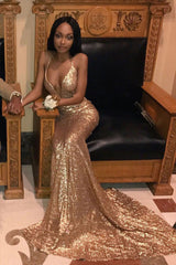Amazing Gold Memriad Halter V Neck Backless Sequence Long Prom Dresses DMP207