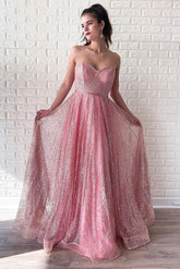 Sparking Sweetheart Long Pink Stunning Prom Dress DMK78