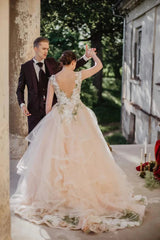 Popular Formal A Line Tulle Long Prom Dresses Evening Party Dresses DM1974