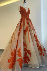 Charming A Line Long Appliques Prom Dress with Beading DMK66