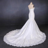 Mermaid Sweetheart Lace Appliques Long Cheap Wedding Dresses DMQ10