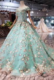New Prom Dresses Ball Gown Quinceanera Dresses With Applique Beads DMK15