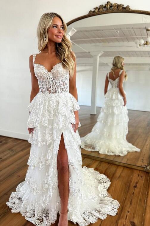 Sparkly Prom Dress with Slit Skirt, Long Graduation School Dresses, Evening Party Gown DM2024 Sparkly Prom Dress with Slit Skirt, Long Graduation School Dresses, Evening Party Gown DM2024
