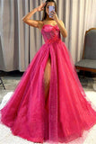 A-line Sweetheart Spaghetti Strap Sequined Appliques Sleeveless Floor-length Prom Dress DMP241