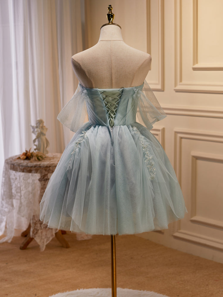 A-line Off-the-shoulder Beaded Short Prom Dress Cute Homecoming Dress Cocktail Dresses lop259|Selinadress