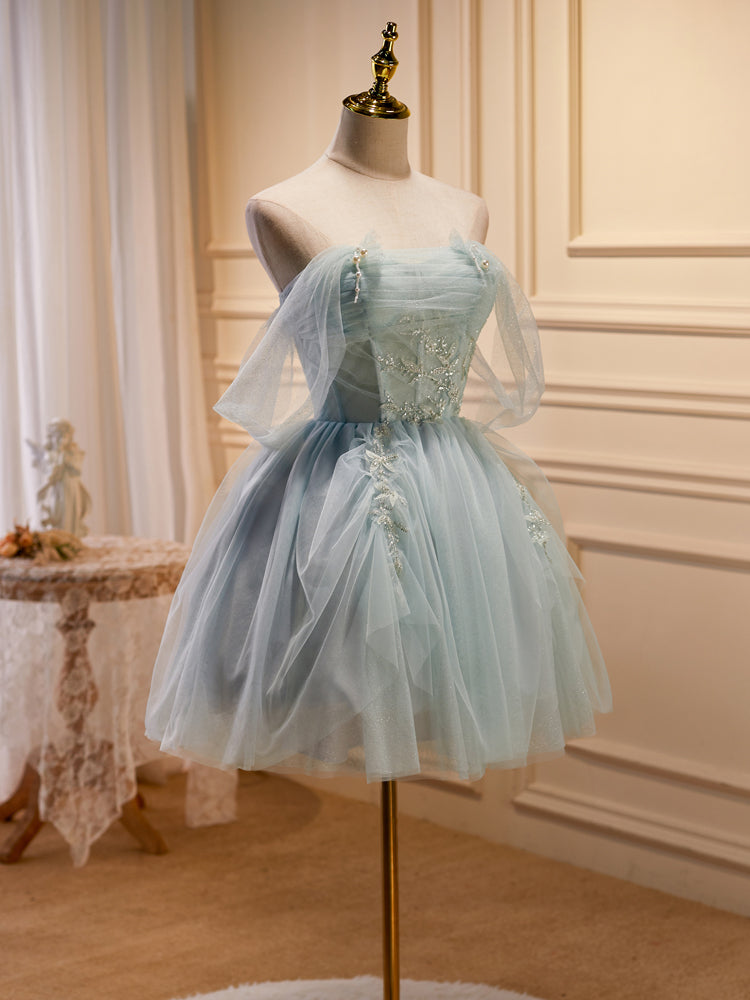 A-line Off-the-shoulder Beaded Short Prom Dress Cute Homecoming Dress Cocktail Dresses lop259|Selinadress