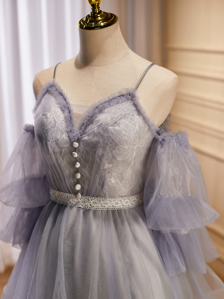A-line Spaghetti Straps Puff Sleeve Short Prom Dress Lace Homecoming D Bellapromdress A-line Spaghetti Straps Puff Sleeve Short Prom Dress Lace Homecoming D Bellapromdress