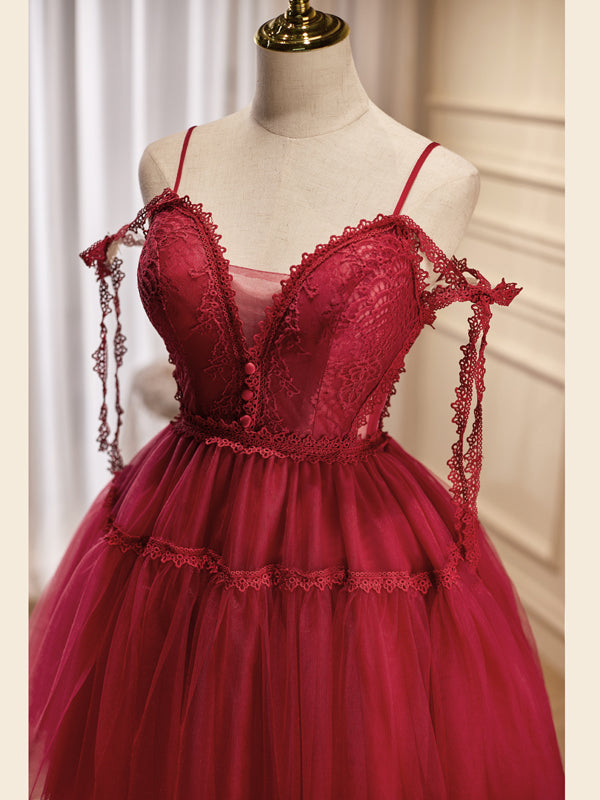 A-line Spaghetti Straps Red Lace Short Prom Dress Cute Homecoming Dres Bellapromdress A-line Spaghetti Straps Red Lace Short Prom Dress Cute Homecoming Dres Bellapromdress