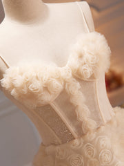 A-line Spaghetti Straps Short Prom Dress Luxury Tulle Homecoming Dress lop250