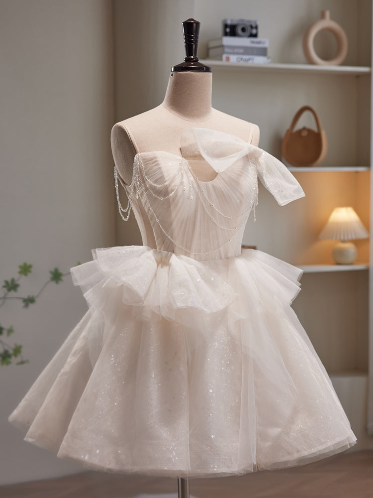 A-line Strapless Ivory Short Prom Dress Beaded Homecoming Dress lop251 Bellapromdress A-line Strapless Ivory Short Prom Dress Beaded Homecoming Dress lop251 Bellapromdress