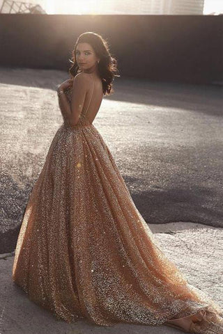 Sparkly A Line Elegant Long Prom Dress, Evening Party Dresses DMP68