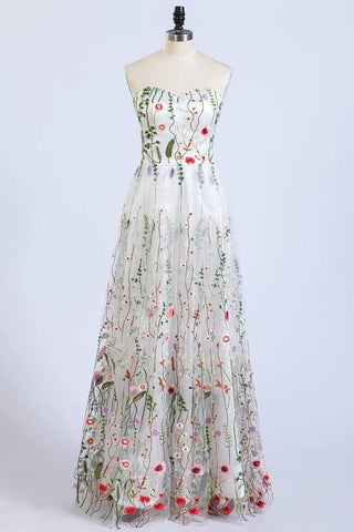 Gorgeous Strapless Formal Prom Dresses Elegant Lace Long Prom Dress DML44