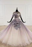 Sparkly Ball Gown Half Sleeves Ombre Quinceanera Dresses with Flowers DMS90